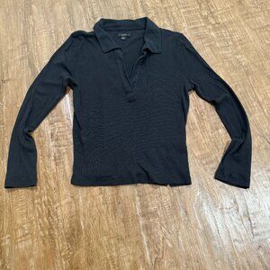J. Crew Factory Ribbed Polo, Size Large, Black